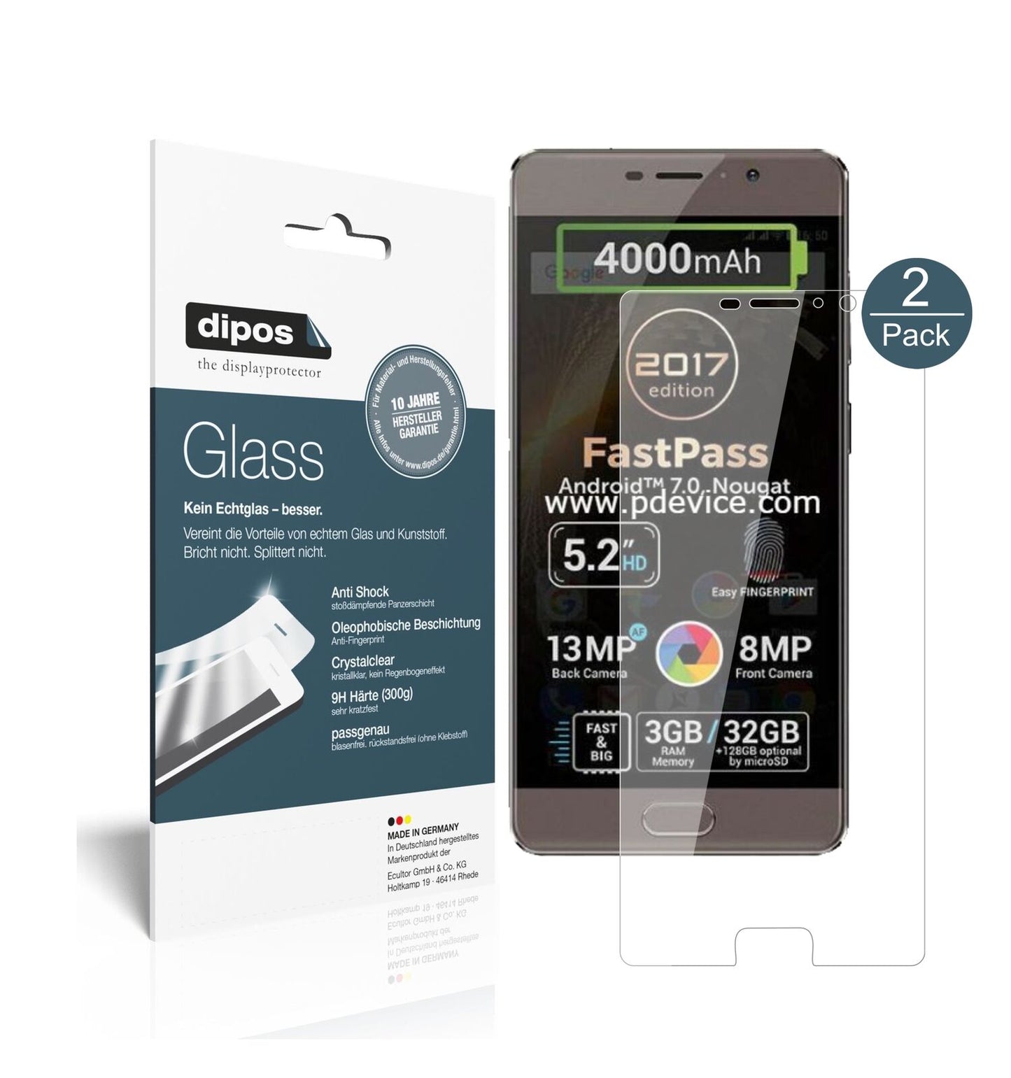 AllviewP9 Energy Lite 2017 mit aufgebrachter dipos Flex Schutzfolie, glasklare Darstellung ohne Einschränkungen