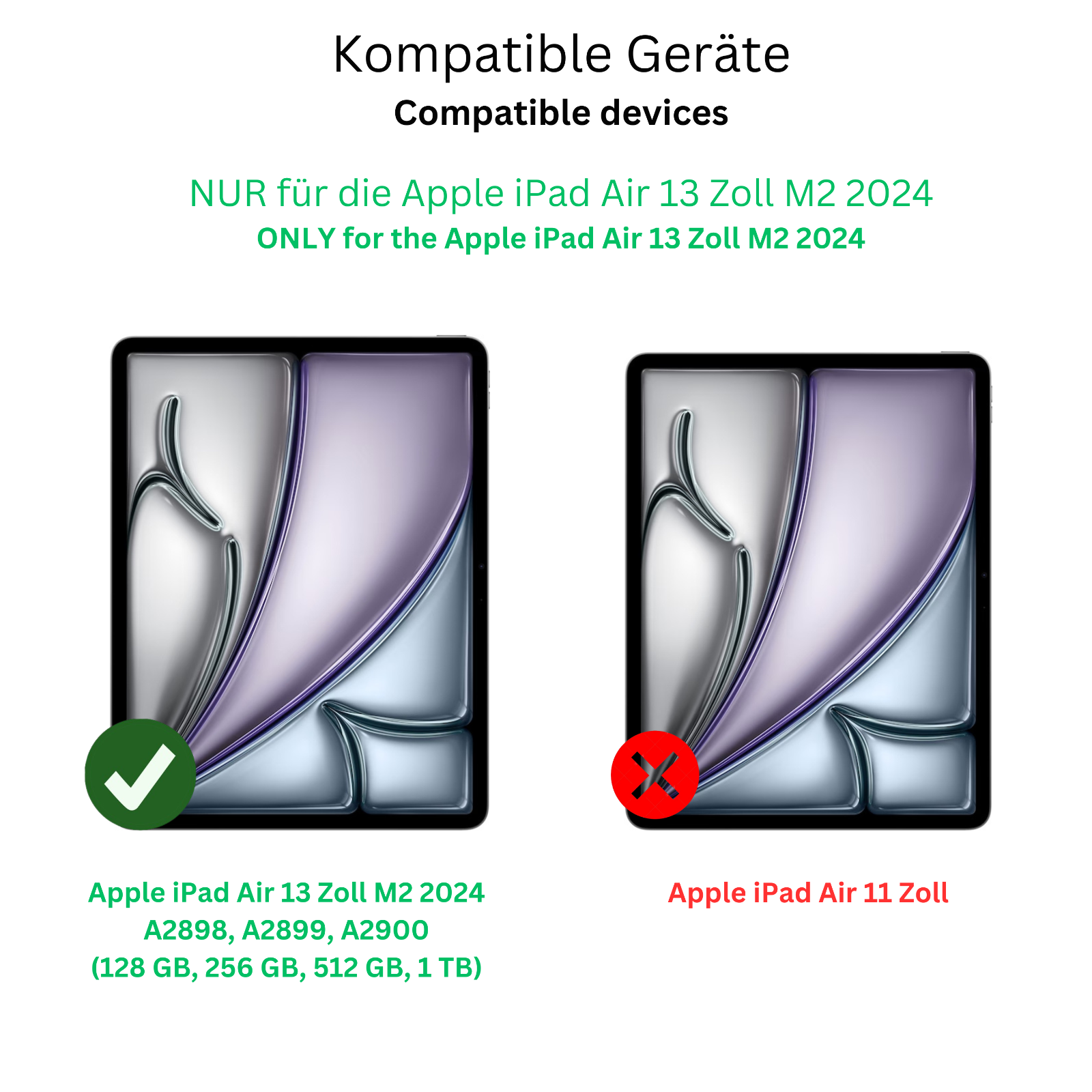 AppleiPad Air 13 Zoll M2 2024 mit aufgebrachter dipos Flex Schutzfolie, glasklare Darstellung ohne Einschränkungen