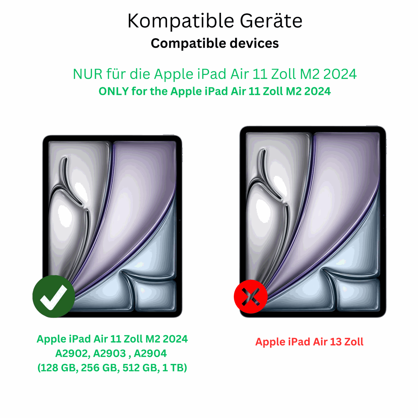 AppleiPad Air M2 11 Zoll mit aufgebrachter dipos Flex Schutzfolie, glasklare Darstellung ohne Einschränkungen