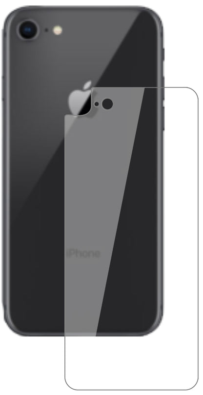 AppleiPhone SE 2 Rückseite mit aufgebrachter dipos Flex Schutzfolie, glasklare Darstellung ohne Einschränkungen
