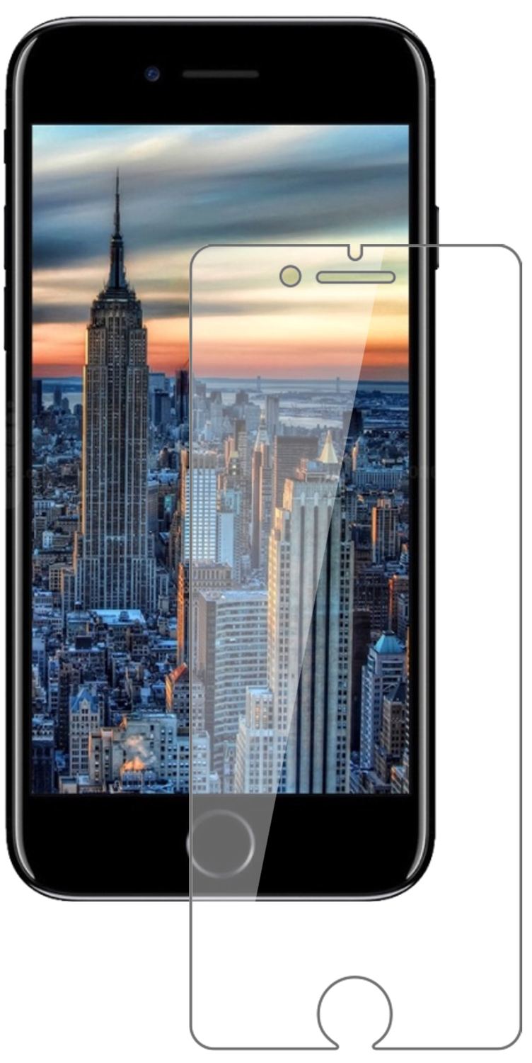AppleiPhone SE 2 mit aufgebrachter dipos Flex Schutzfolie, glasklare Darstellung ohne Einschränkungen
