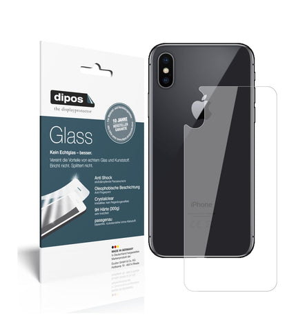 AppleiPhone XS Rückseite mit aufgebrachter dipos Flex Schutzfolie, glasklare Darstellung ohne Einschränkungen