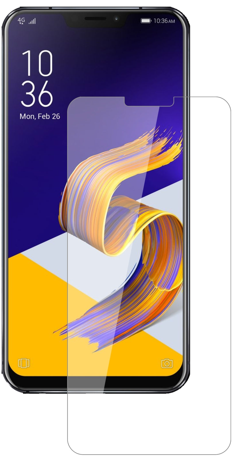 AsusZenfone 5Z ZS620KL mit aufgebrachter dipos Flex Schutzfolie, glasklare Darstellung ohne Einschränkungen