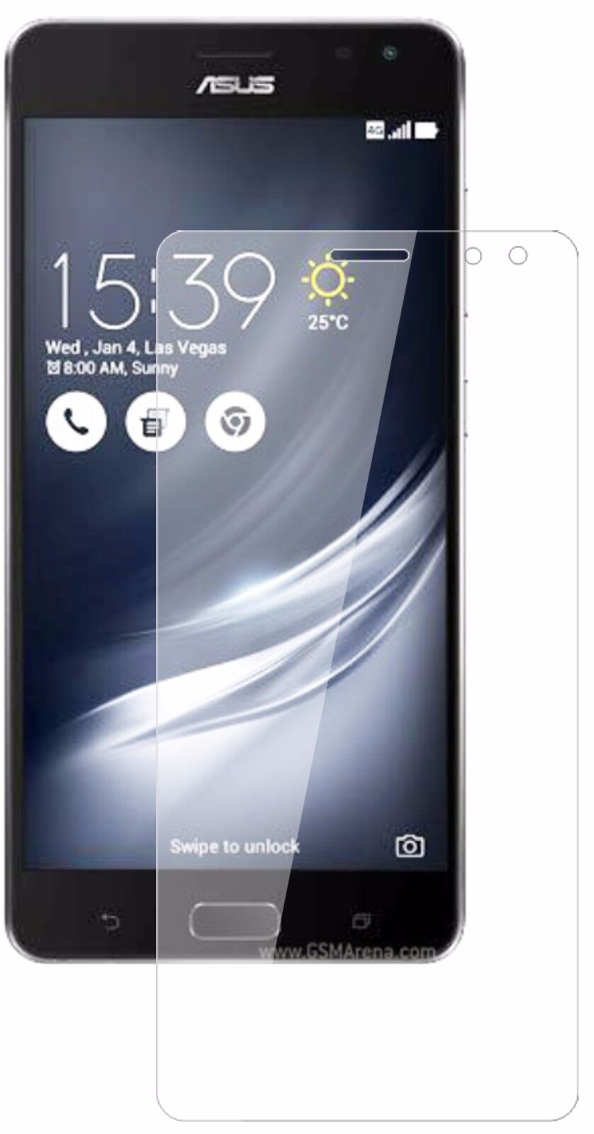 AsusZenFone AR mit aufgebrachter dipos Flex Schutzfolie, glasklare Darstellung ohne Einschränkungen