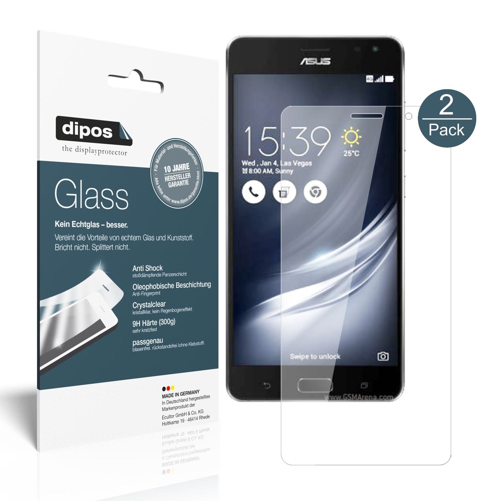 AsusZenFone AR mit aufgebrachter dipos Flex Schutzfolie, glasklare Darstellung ohne Einschränkungen
