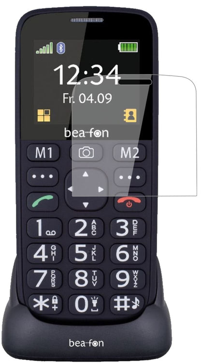 bea-fonSL240 mit aufgebrachter dipos Flex Schutzfolie, glasklare Darstellung ohne Einschränkungen