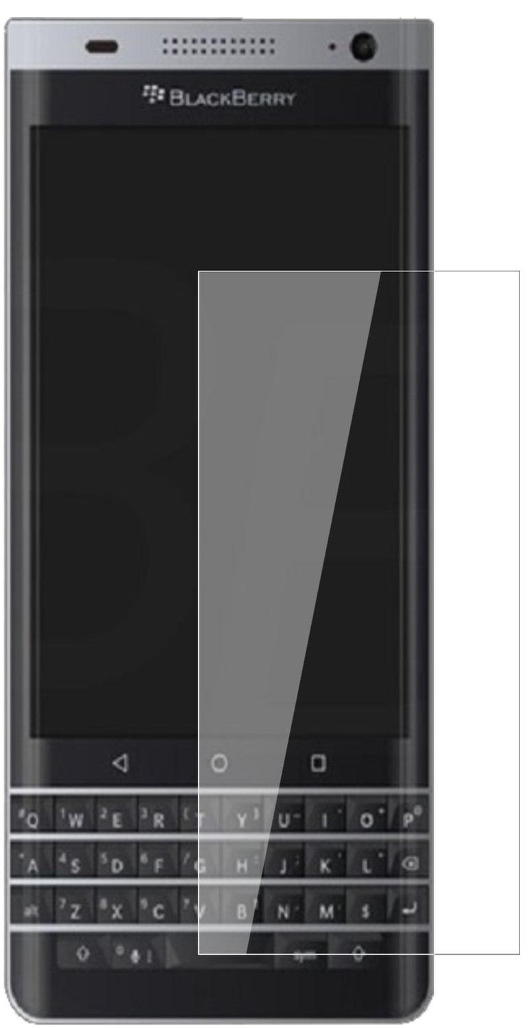 BlackberryDTEK40 mit aufgebrachter dipos Flex Schutzfolie, glasklare Darstellung ohne Einschränkungen