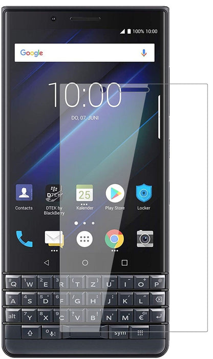 BlackberryKey 2 LE mit aufgebrachter dipos Flex Schutzfolie, glasklare Darstellung ohne Einschränkungen
