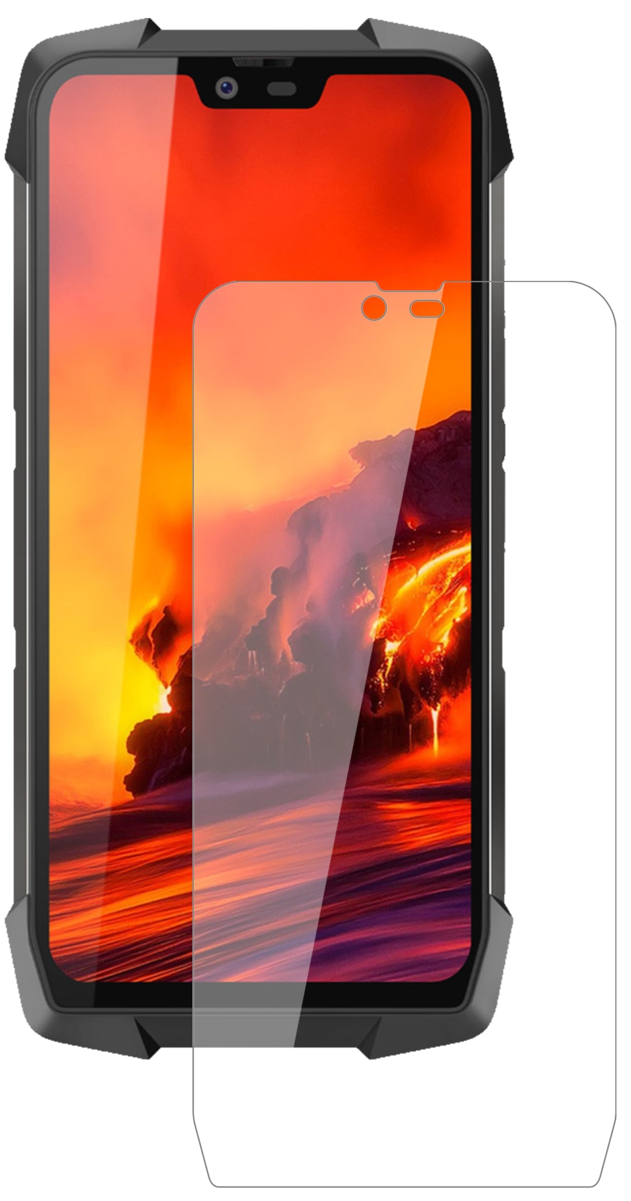 BlackviewBV9700 Pro mit aufgebrachter dipos Flex Schutzfolie, glasklare Darstellung ohne Einschränkungen