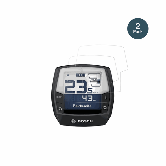 BoschDisplay Intuvia Bui 255 mit aufgebrachter dipos Flex Schutzfolie, glasklare Darstellung ohne Einschränkungen