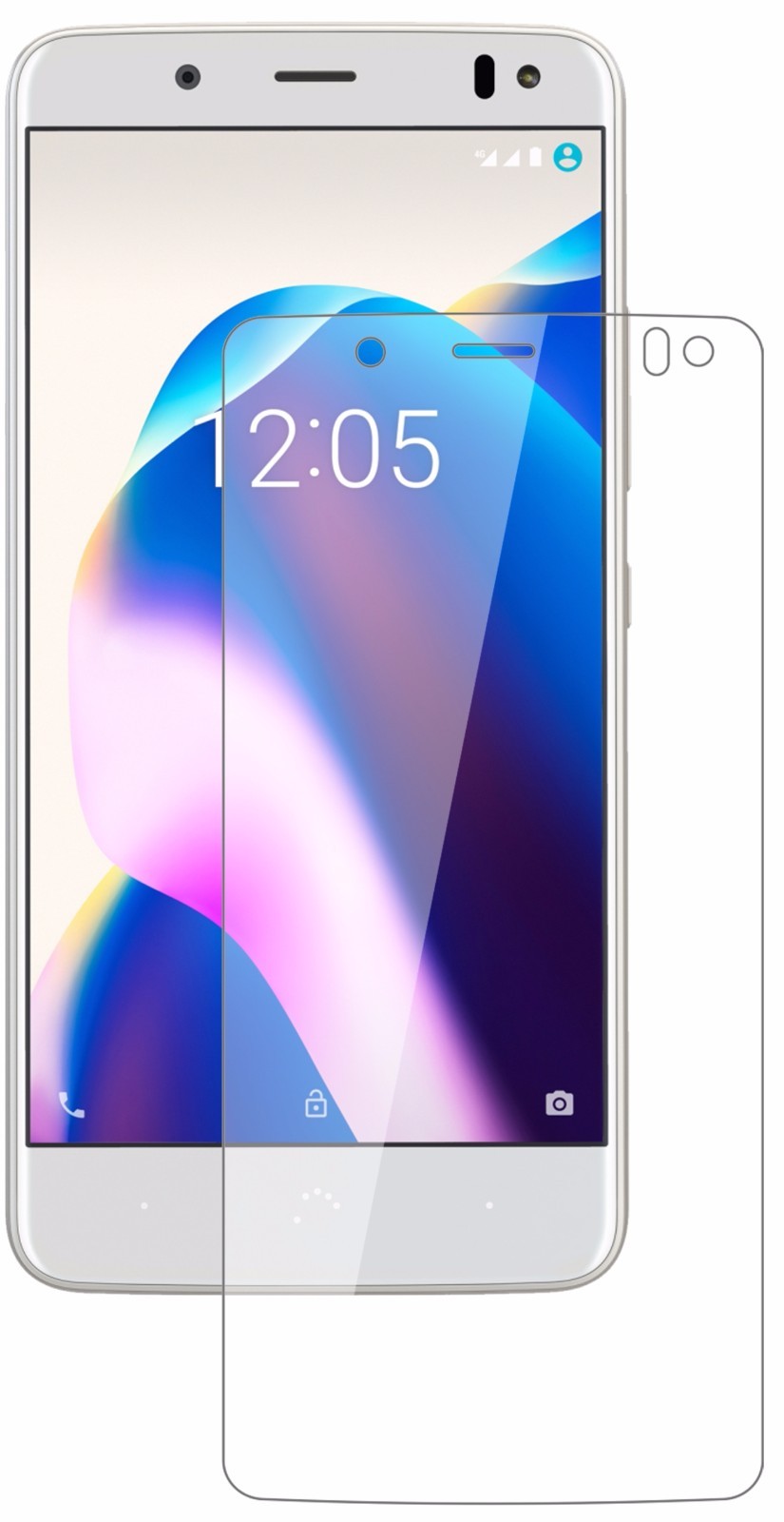 BQAquaris U2 mit aufgebrachter dipos Flex Schutzfolie, glasklare Darstellung ohne Einschränkungen