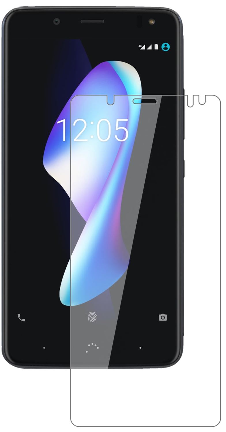 BQAquaris V mit aufgebrachter dipos Flex Schutzfolie, glasklare Darstellung ohne Einschränkungen