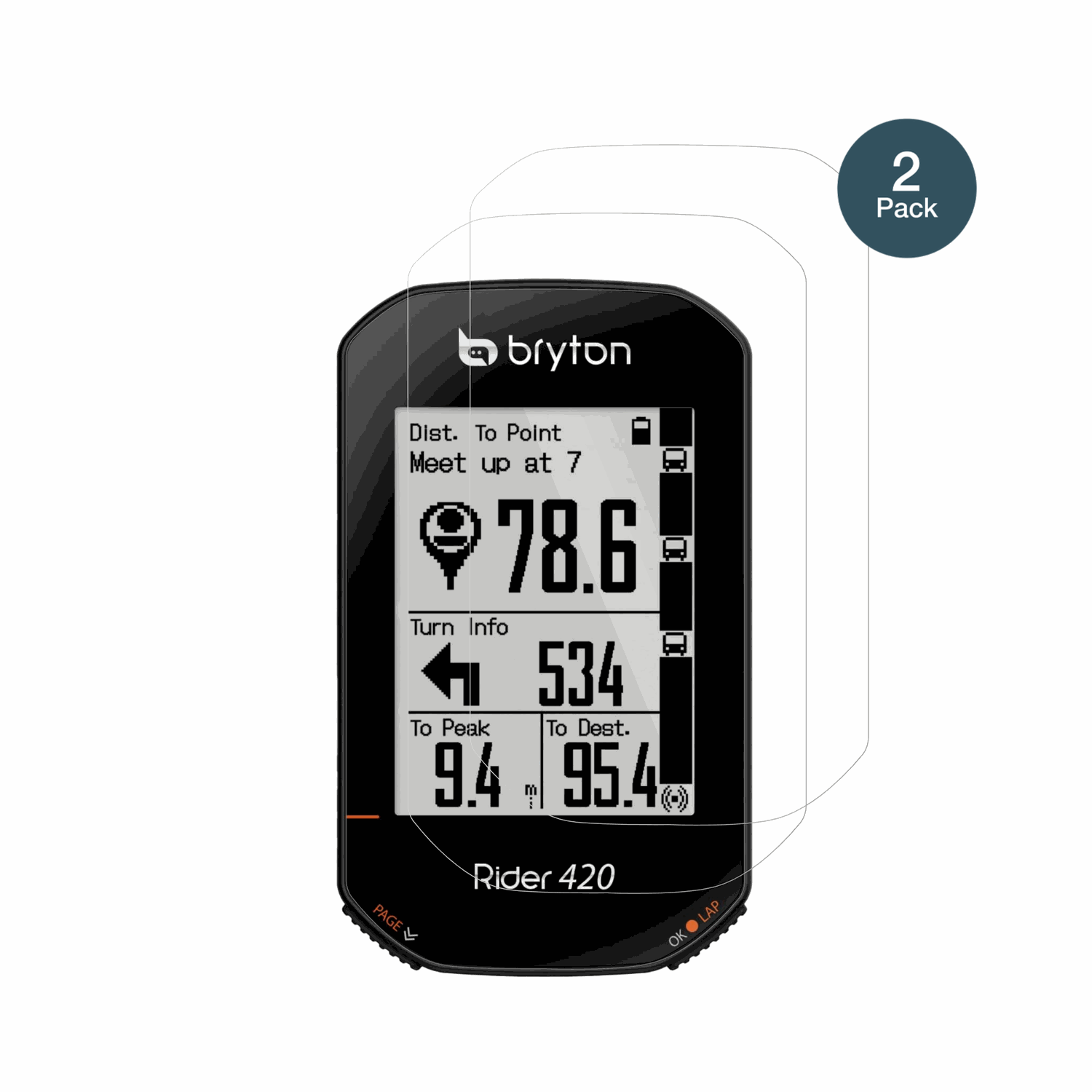 BrytonRider 420 mit aufgebrachter dipos Flex Schutzfolie, glasklare Darstellung ohne Einschränkungen