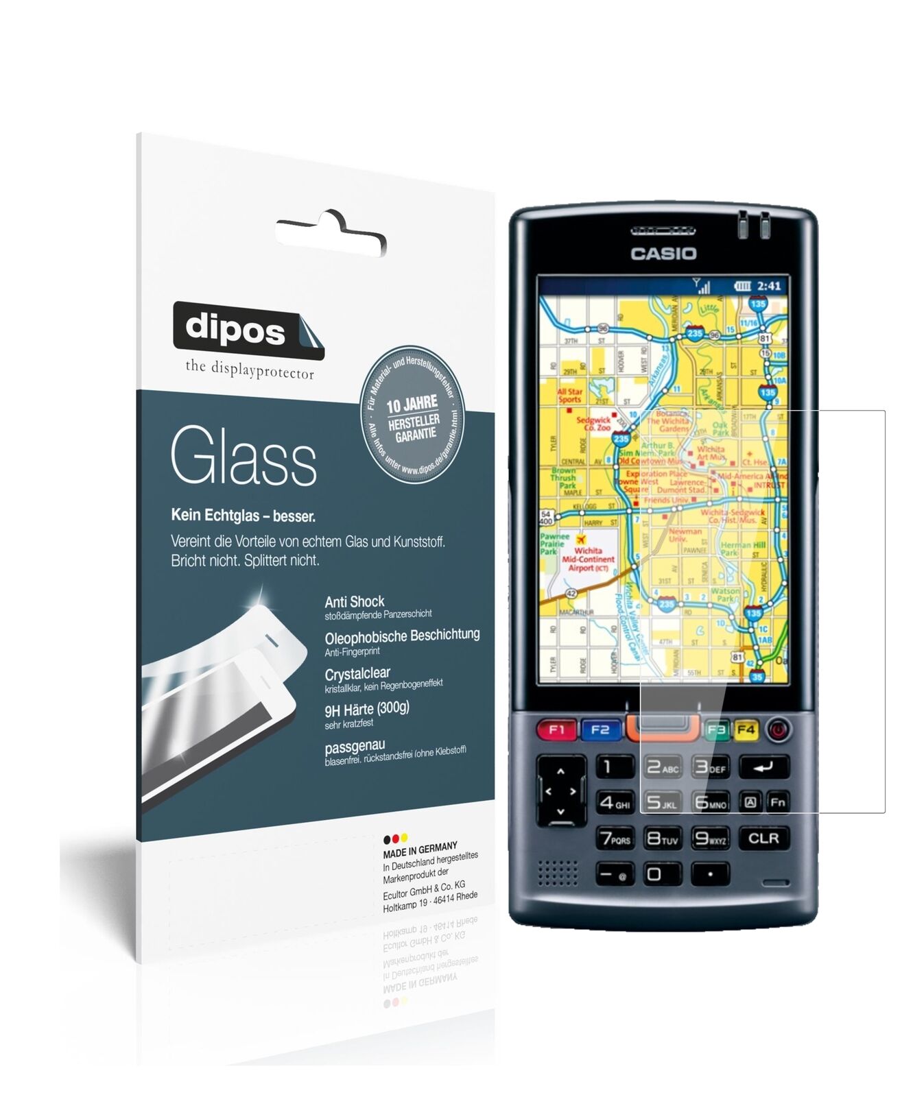 CasioIT-G500 mit aufgebrachter dipos Flex Schutzfolie, glasklare Darstellung ohne Einschränkungen