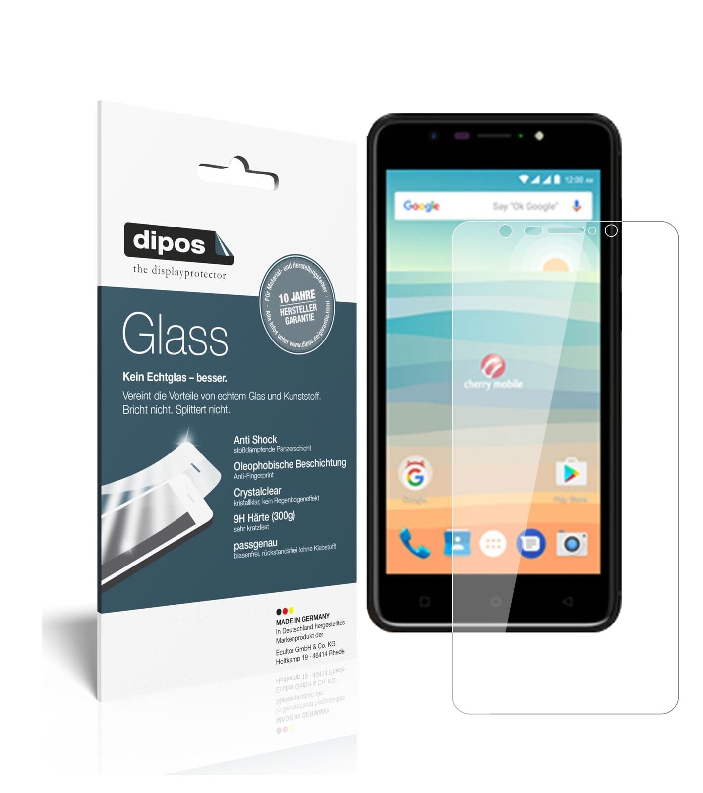 CherryMobile Flare S6 mit aufgebrachter dipos Flex Schutzfolie, glasklare Darstellung ohne Einschränkungen
