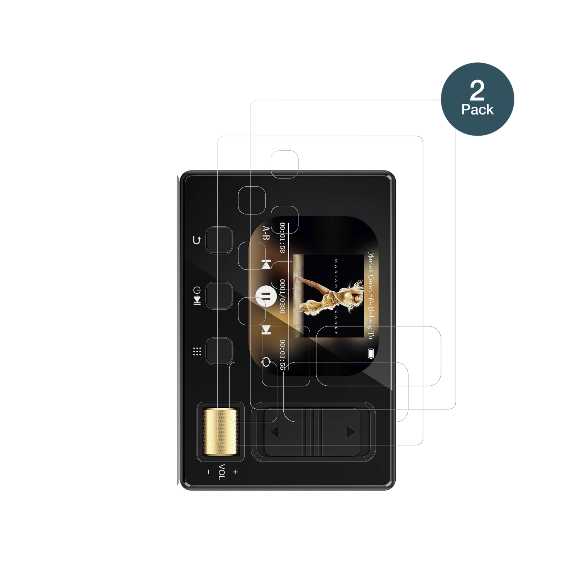 DiofoxM6 MP3-Player mit aufgebrachter dipos Flex Schutzfolie, glasklare Darstellung ohne Einschränkungen