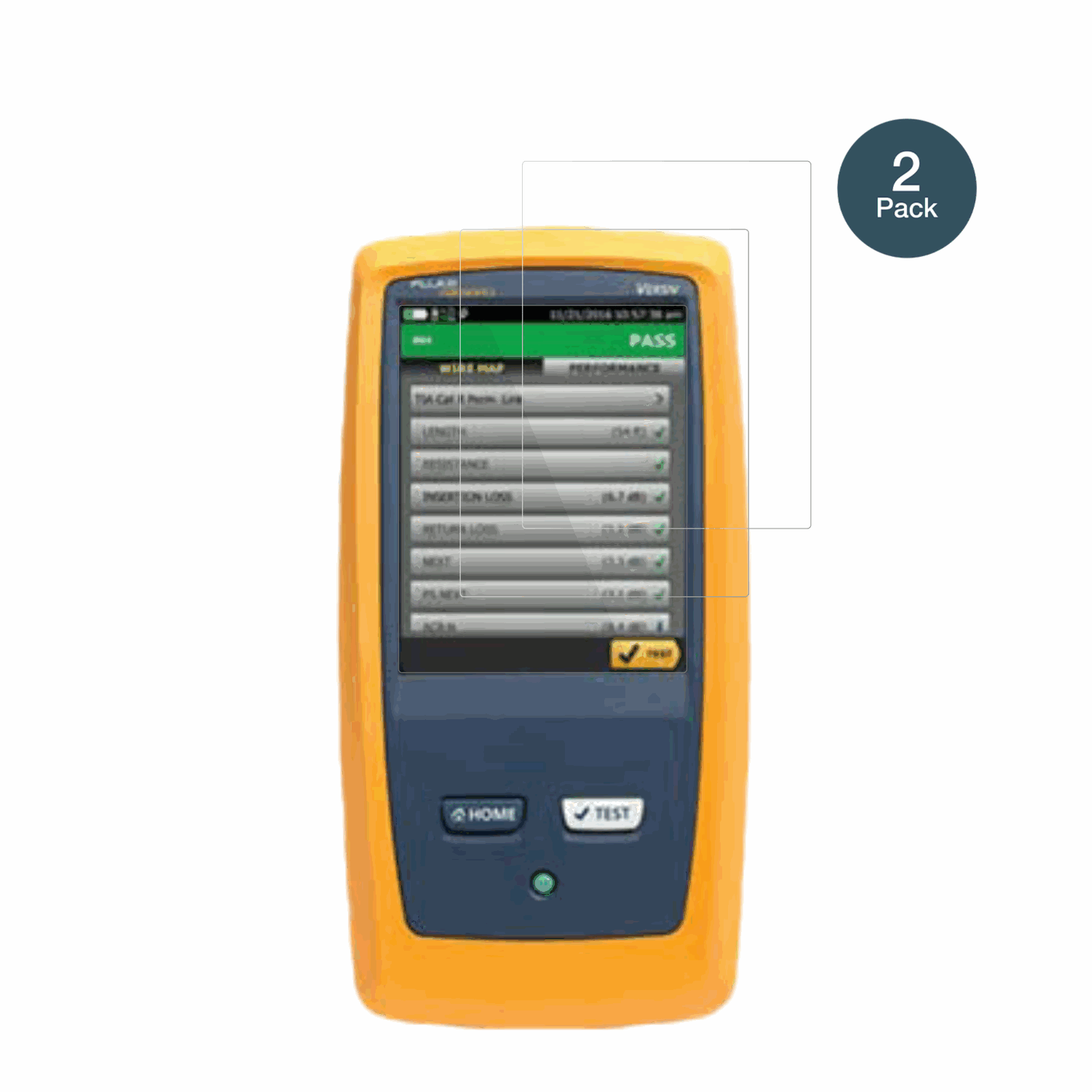 FlukeDSX8000 mit aufgebrachter dipos Flex Schutzfolie, glasklare Darstellung ohne Einschränkungen
