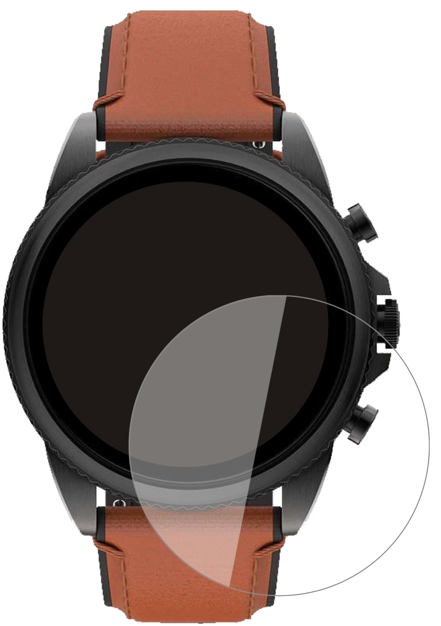 FossilGen 6 (44 mm) Smartwatch mit aufgebrachter dipos Flex Schutzfolie, glasklare Darstellung ohne Einschränkungen
