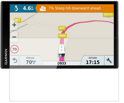 GarminCamper 770 LMT-D EU mit aufgebrachter dipos Flex Schutzfolie, glasklare Darstellung ohne Einschränkungen