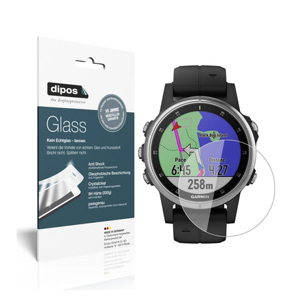 Garminfenix 5s Plus (42mm) mit aufgebrachter dipos Flex Schutzfolie, glasklare Darstellung ohne Einschränkungen