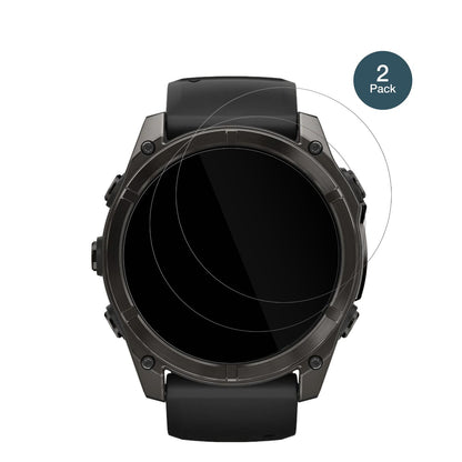 GarminFenix 8 43mm mit aufgebrachter dipos Flex Schutzfolie, glasklare Darstellung ohne Einschränkungen