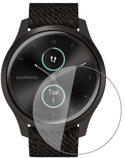 GarminVivomove Style mit aufgebrachter dipos Flex Schutzfolie, glasklare Darstellung ohne Einschränkungen