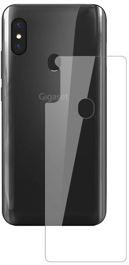 GigasetGS290 Rückseite mit aufgebrachter dipos Flex Schutzfolie, glasklare Darstellung ohne Einschränkungen