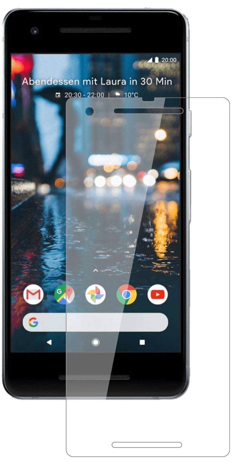 GooglePixel 2 mit aufgebrachter dipos Flex Schutzfolie, glasklare Darstellung ohne Einschränkungen
