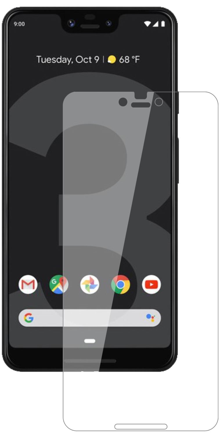 GooglePixel 3 XL mit aufgebrachter dipos Flex Schutzfolie, glasklare Darstellung ohne Einschränkungen