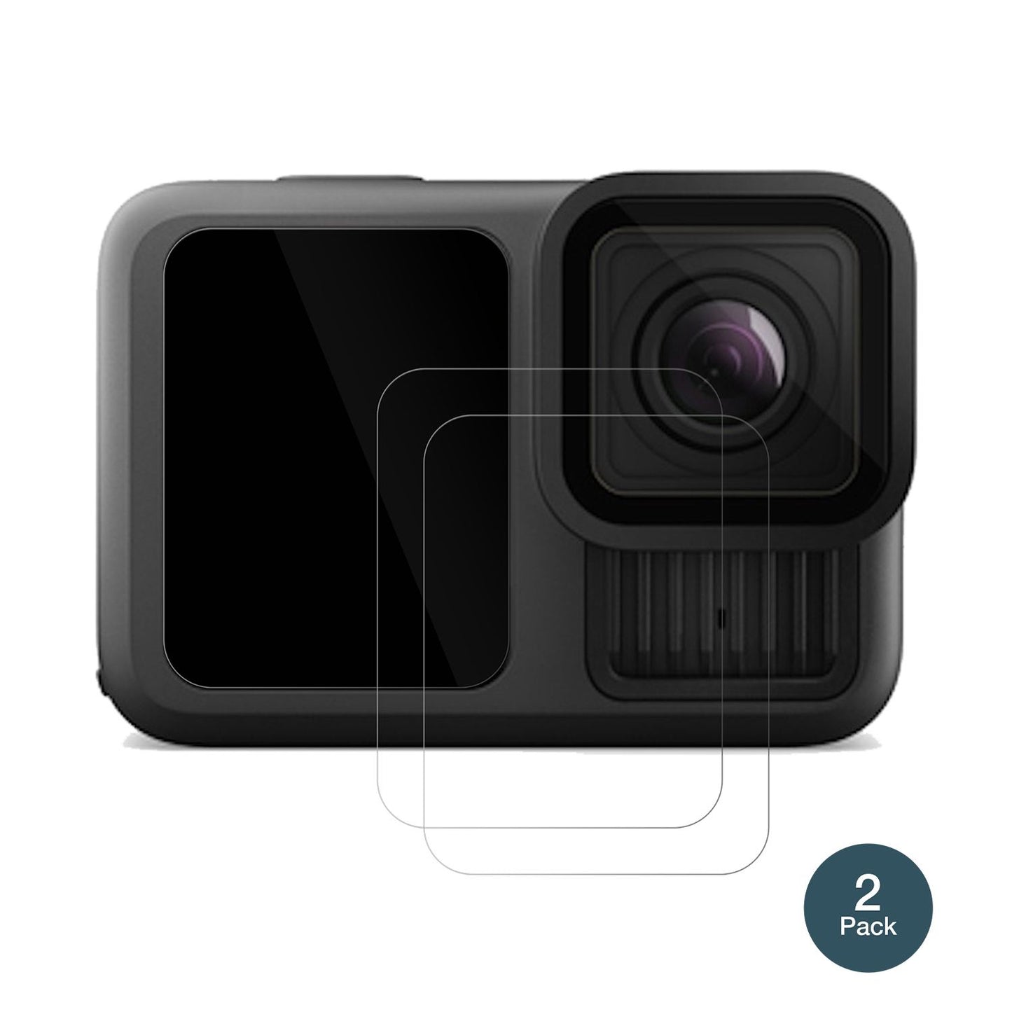GoProHero 13 mit aufgebrachter dipos Flex Schutzfolie, glasklare Darstellung ohne Einschränkungen