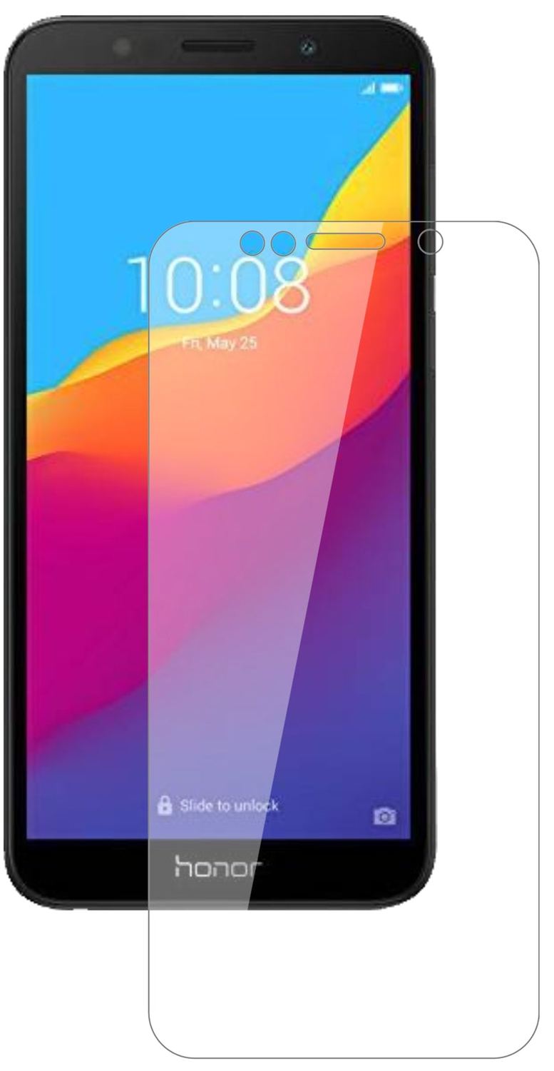 Honor7S 51092MPY mit aufgebrachter dipos Flex Schutzfolie, glasklare Darstellung ohne Einschränkungen