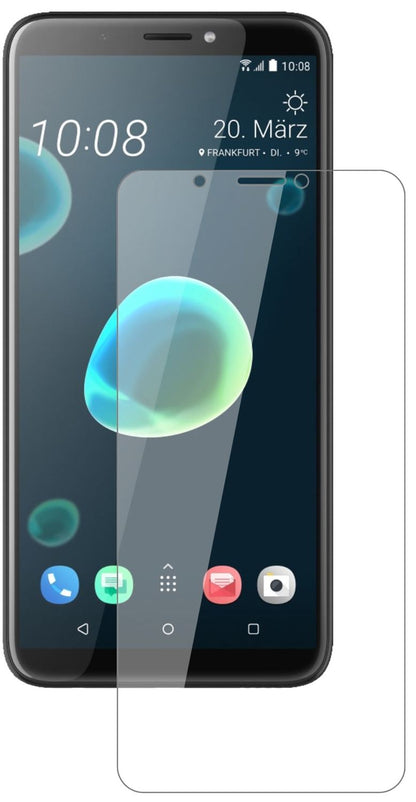 HTCDesire 12 mit aufgebrachter dipos Flex Schutzfolie, glasklare Darstellung ohne Einschränkungen