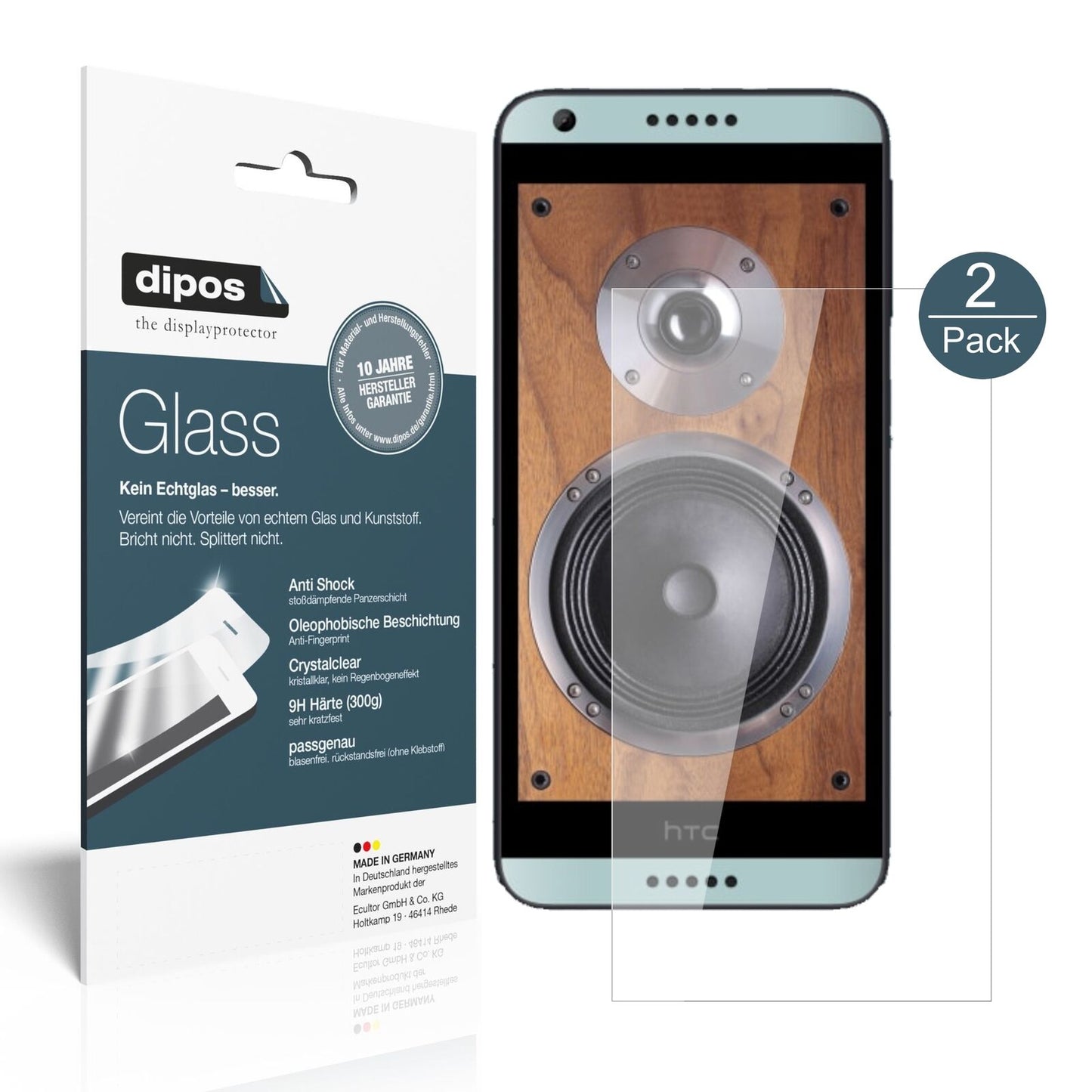 HTCDesire 650 mit aufgebrachter dipos Flex Schutzfolie, glasklare Darstellung ohne Einschränkungen