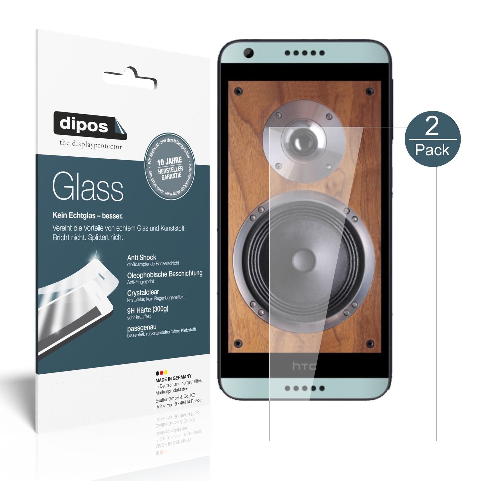 HTCDesire 650 mit aufgebrachter dipos Flex Schutzfolie, glasklare Darstellung ohne Einschränkungen
