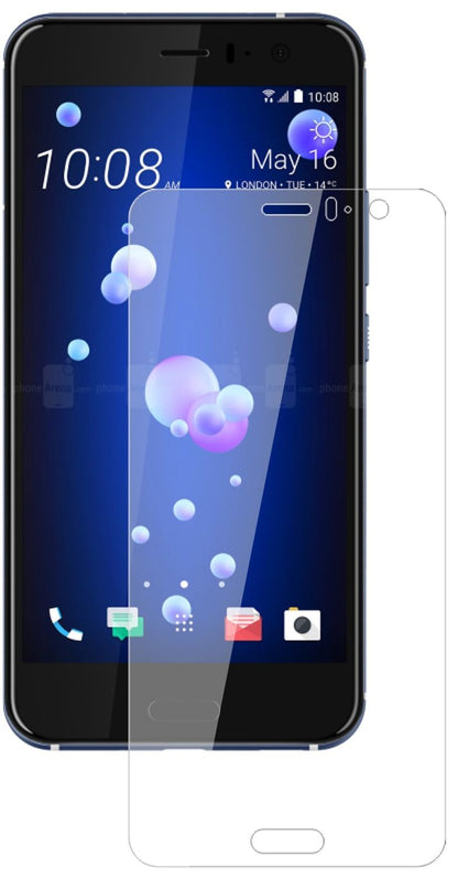 HTCU11 mit aufgebrachter dipos Flex Schutzfolie, glasklare Darstellung ohne Einschränkungen