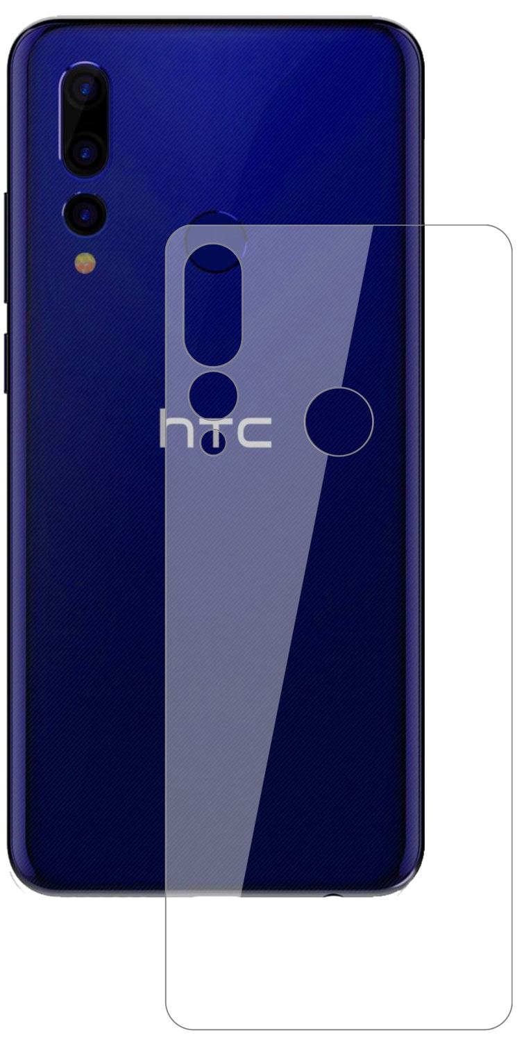 HTCWildfire X Rückseite mit aufgebrachter dipos Flex Schutzfolie, glasklare Darstellung ohne Einschränkungen