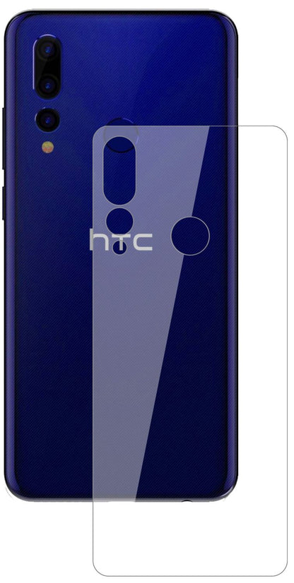 HTCWildfire X Rückseite mit aufgebrachter dipos Flex Schutzfolie, glasklare Darstellung ohne Einschränkungen