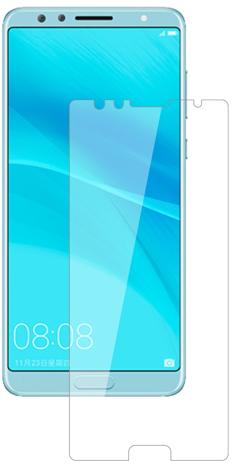 HuaweiNova 2S mit aufgebrachter dipos Flex Schutzfolie, glasklare Darstellung ohne Einschränkungen
