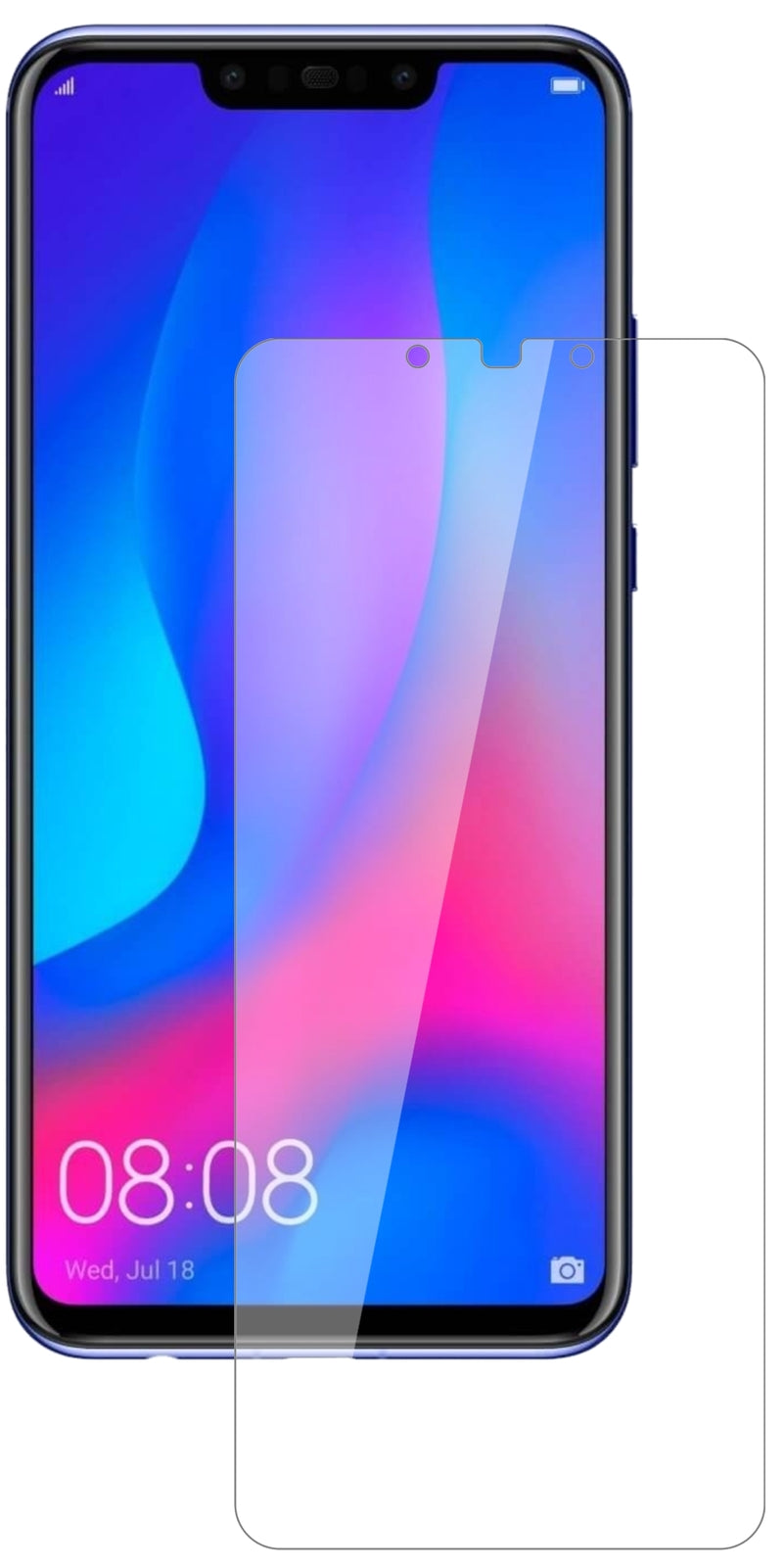 HuaweiNova 3i mit aufgebrachter dipos Flex Schutzfolie, glasklare Darstellung ohne Einschränkungen