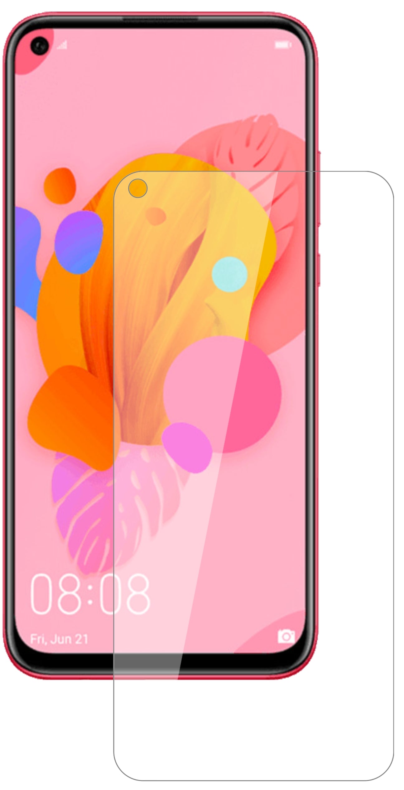 HuaweiP20 lite (2019) mit aufgebrachter dipos Flex Schutzfolie, glasklare Darstellung ohne Einschränkungen
