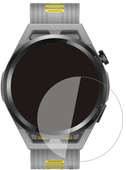 HuaweiWatch GT Runner mit aufgebrachter dipos Flex Schutzfolie, glasklare Darstellung ohne Einschränkungen