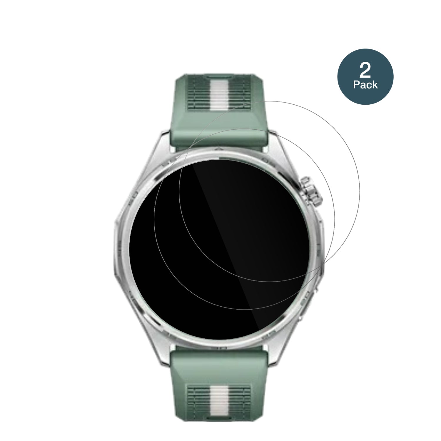 HuaweiWatch GT6 46mm mit aufgebrachter dipos Flex Schutzfolie, glasklare Darstellung ohne Einschränkungen