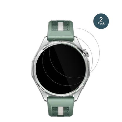 HuaweiWatch GT6 46mm mit aufgebrachter dipos Flex Schutzfolie, glasklare Darstellung ohne Einschränkungen