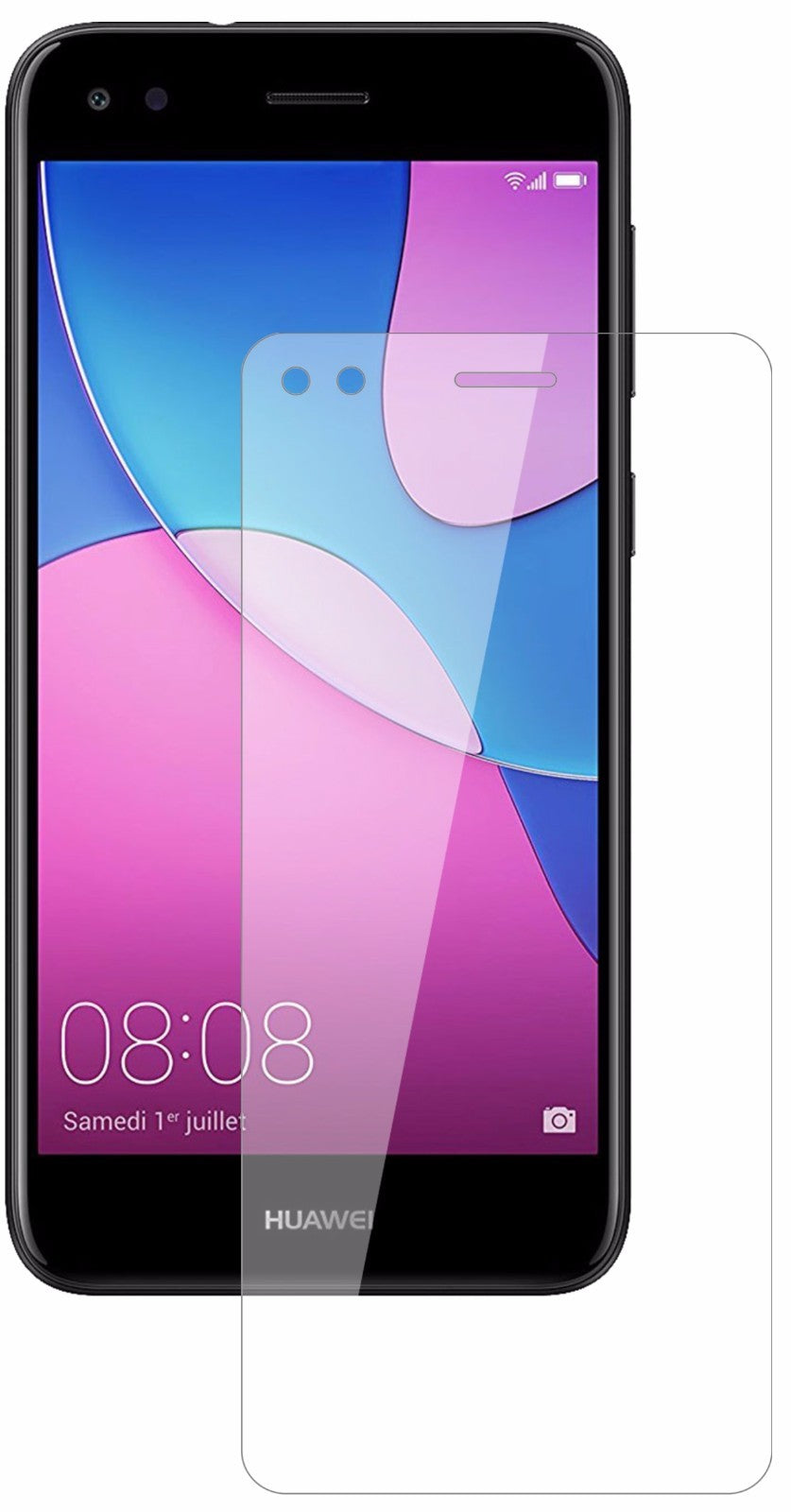 HuaweiY6 Pro 2017 mit aufgebrachter dipos Flex Schutzfolie, glasklare Darstellung ohne Einschränkungen