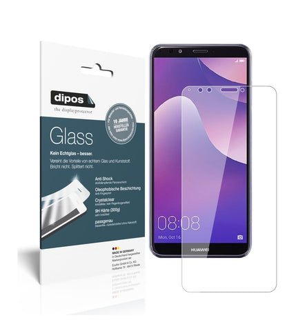 HuaweiY7 (2018) mit aufgebrachter dipos Flex Schutzfolie, glasklare Darstellung ohne Einschränkungen