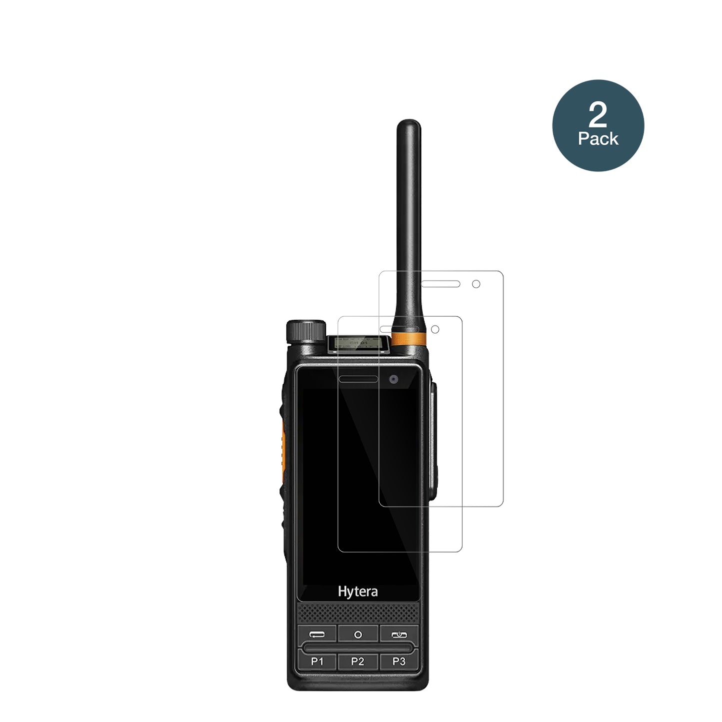 HyteraPDC680 mit aufgebrachter dipos Flex Schutzfolie, glasklare Darstellung ohne Einschränkungen