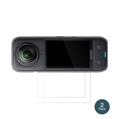 Insta 360X4 mit aufgebrachter dipos Flex Schutzfolie, glasklare Darstellung ohne Einschränkungen