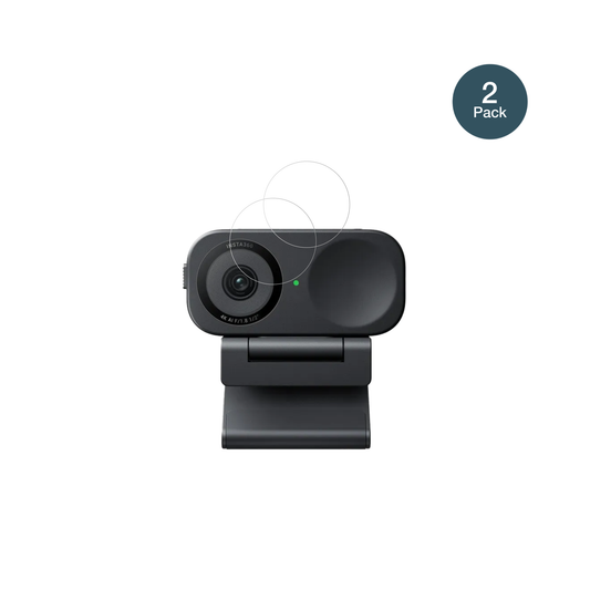 Insta360Link 2C mit aufgebrachter dipos Flex Schutzfolie, glasklare Darstellung ohne Einschränkungen
