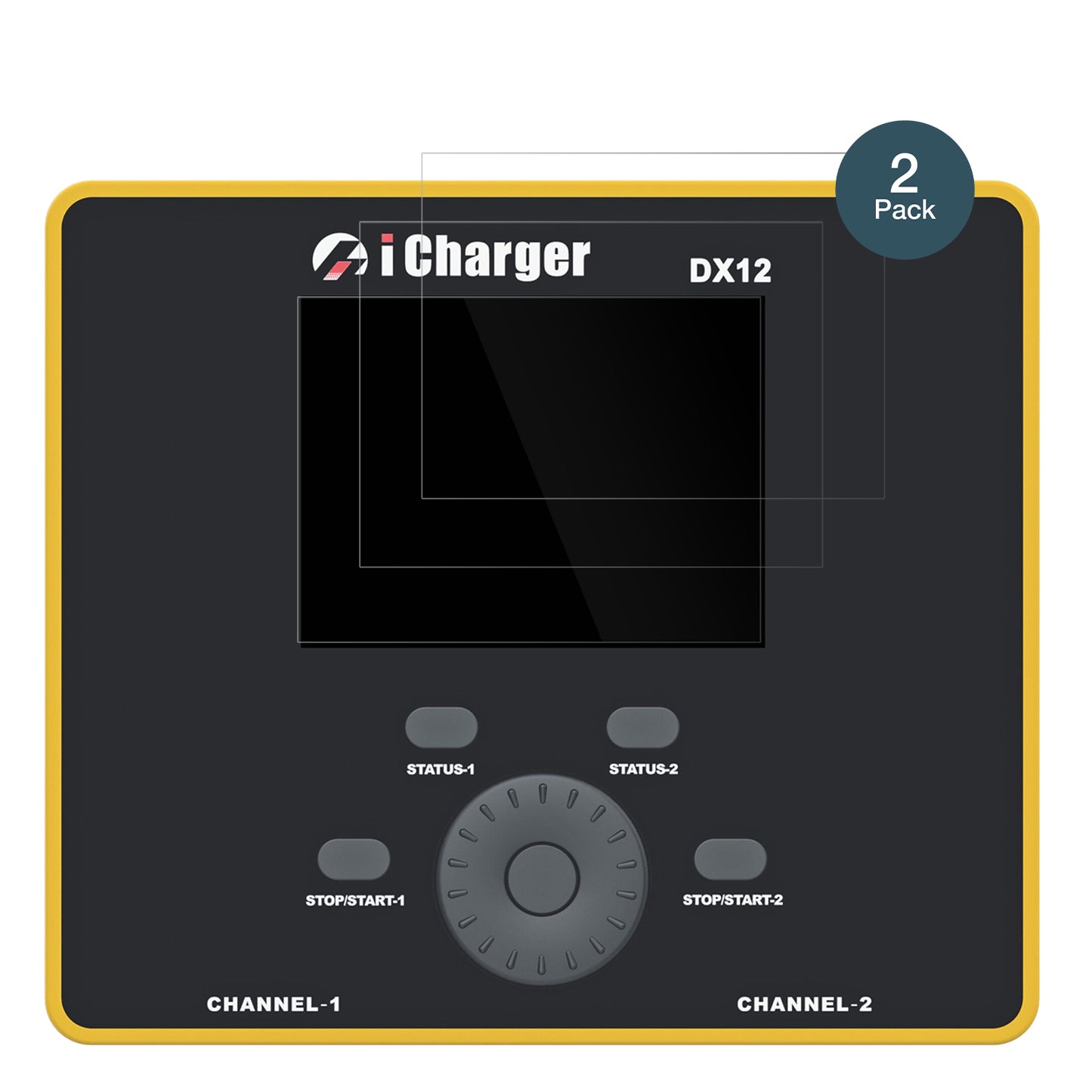 JunsiiCharger DX12 mit aufgebrachter dipos Flex Schutzfolie, glasklare Darstellung ohne Einschränkungen