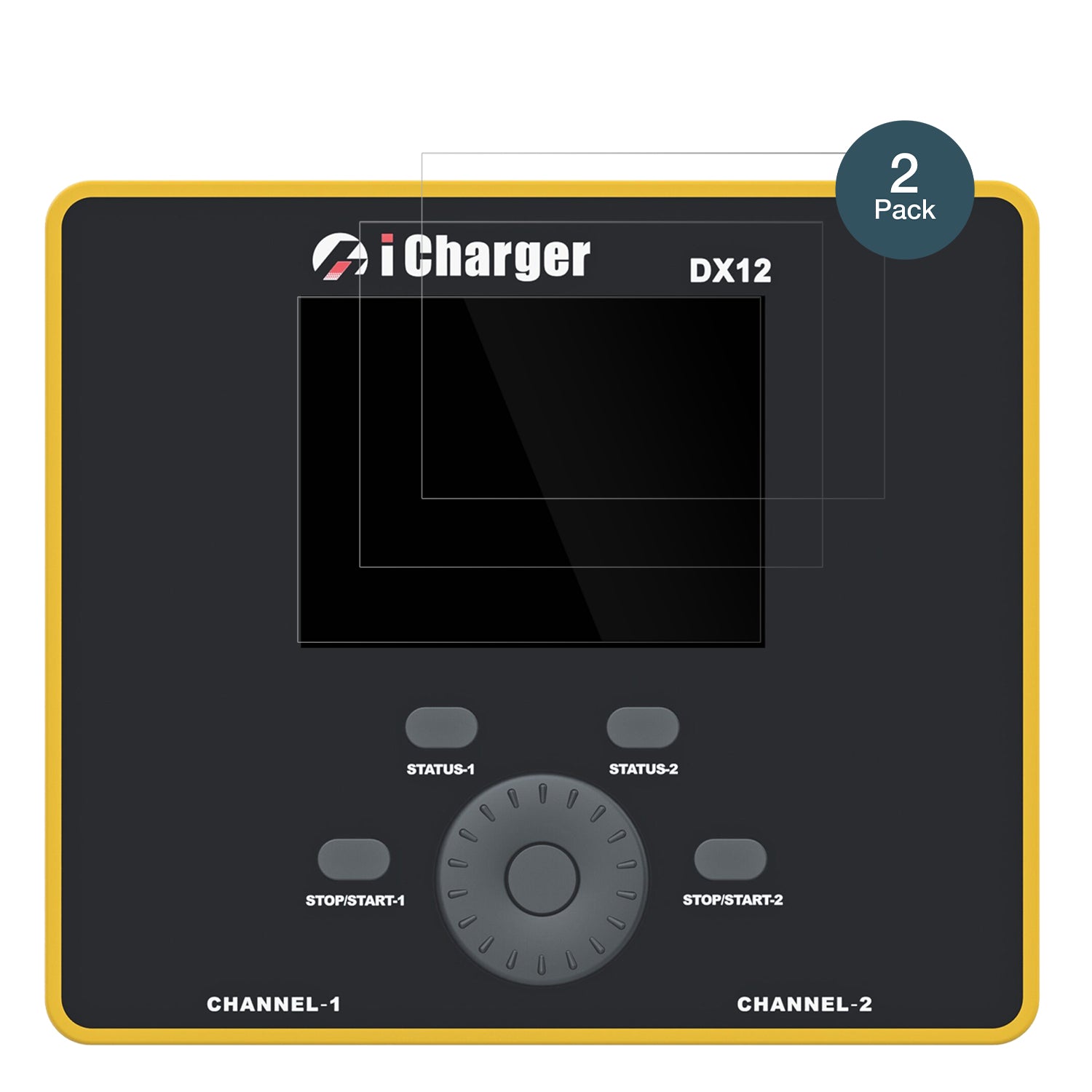 JunsiiCharger DX12 mit aufgebrachter dipos Flex Schutzfolie, glasklare Darstellung ohne Einschränkungen